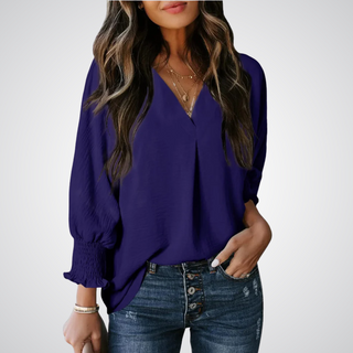 LEAH | CLASSIC V-NECK TUNIC BLOUSE