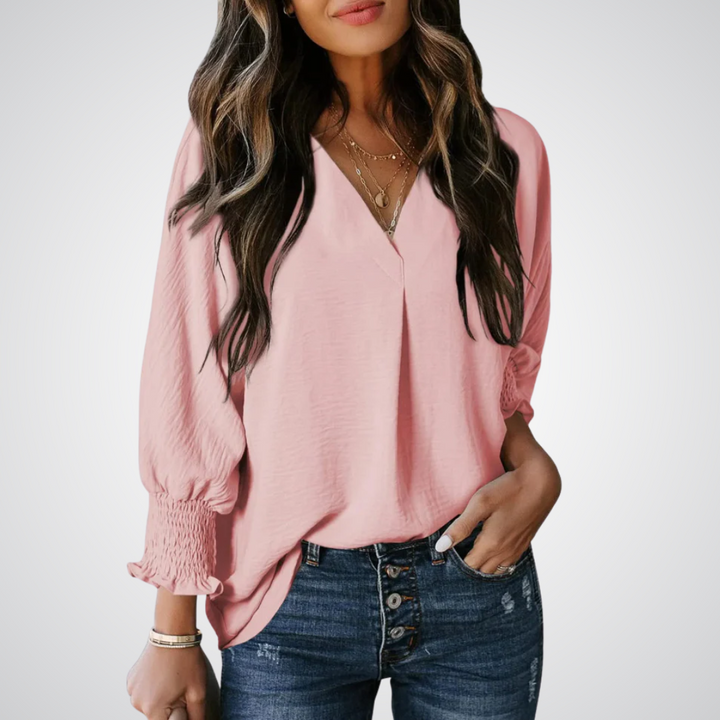 LEAH | CLASSIC V-NECK TUNIC BLOUSE