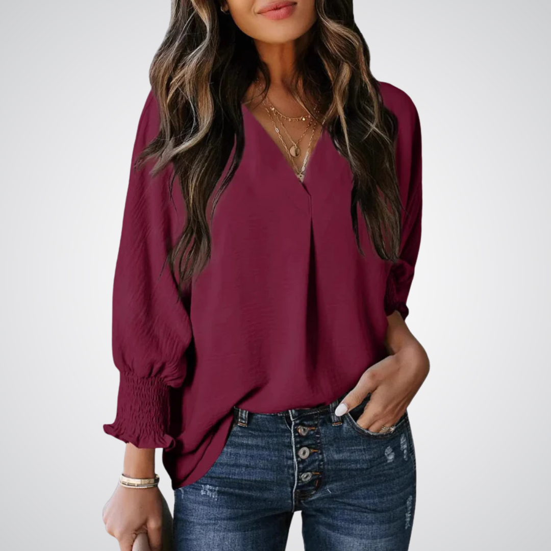 LEAH | CLASSIC V-NECK TUNIC BLOUSE