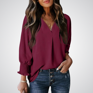 LEAH | CLASSIC V-NECK TUNIC BLOUSE