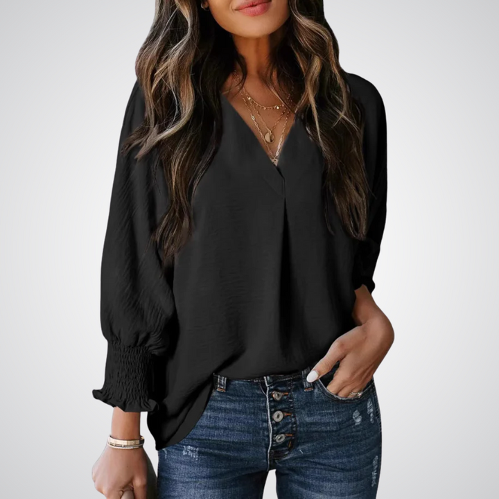 LEAH | CLASSIC V-NECK TUNIC BLOUSE