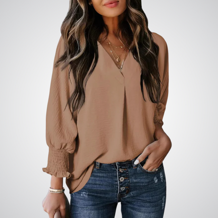 LEAH | CLASSIC V-NECK TUNIC BLOUSE