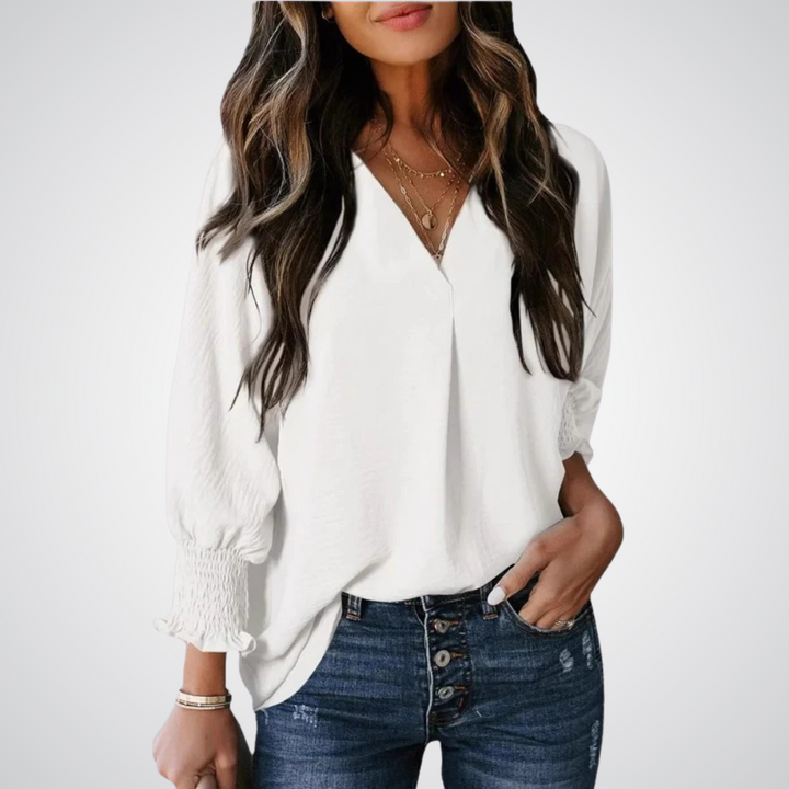 LEAH | CLASSIC V-NECK TUNIC BLOUSE