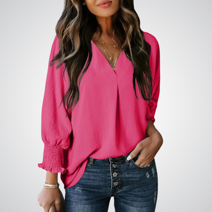 LEAH | CLASSIC V-NECK TUNIC BLOUSE