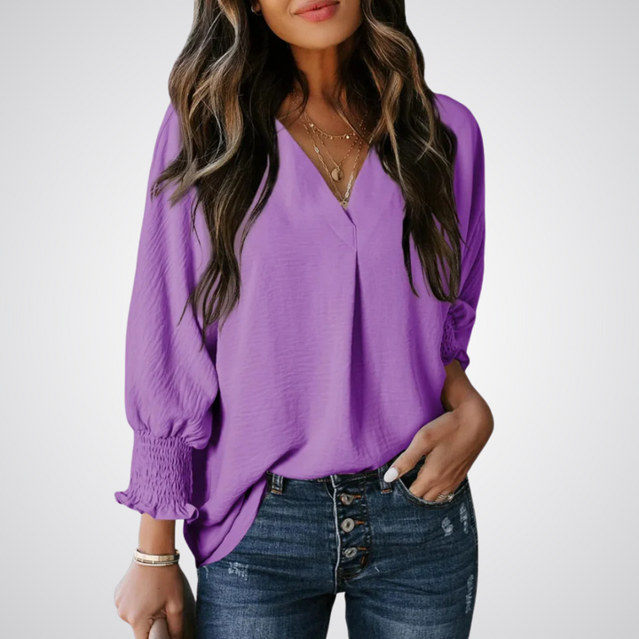 LEAH | CLASSIC V-NECK TUNIC BLOUSE