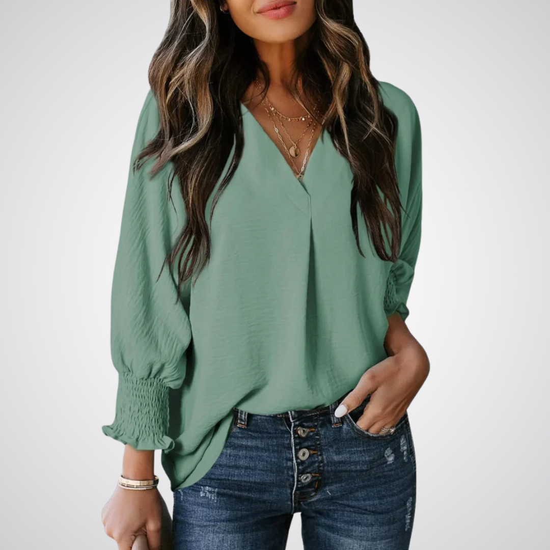 LEAH | CLASSIC V-NECK TUNIC BLOUSE