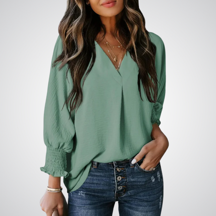 LEAH | CLASSIC V-NECK TUNIC BLOUSE