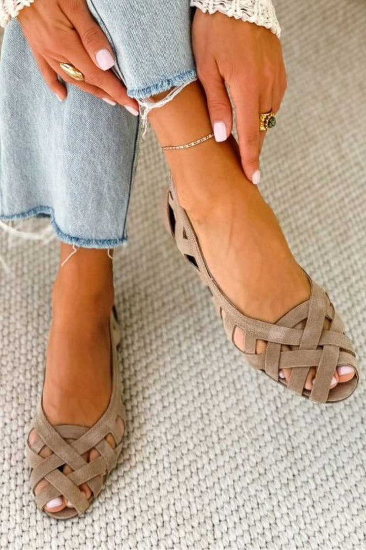 Celeste Woven Open-Toe Flat Sandals