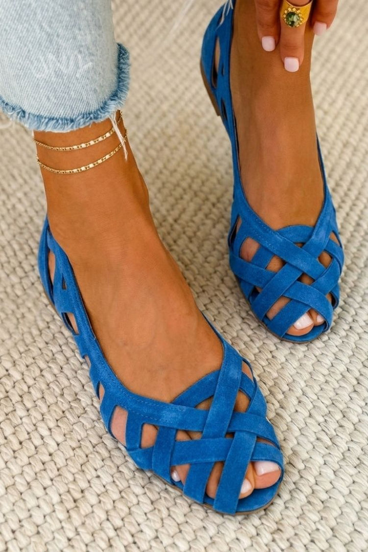 Celeste Woven Open-Toe Flat Sandals
