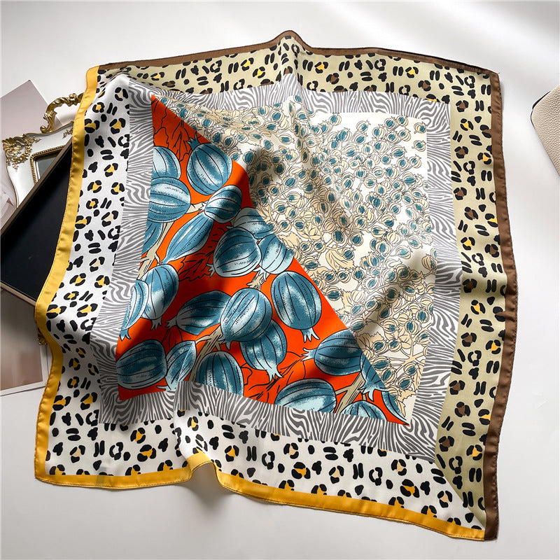 Leona | Leopard Print Silk-Touch Square Scarf