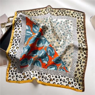 Leona | Leopard Print Silk-Touch Square Scarf
