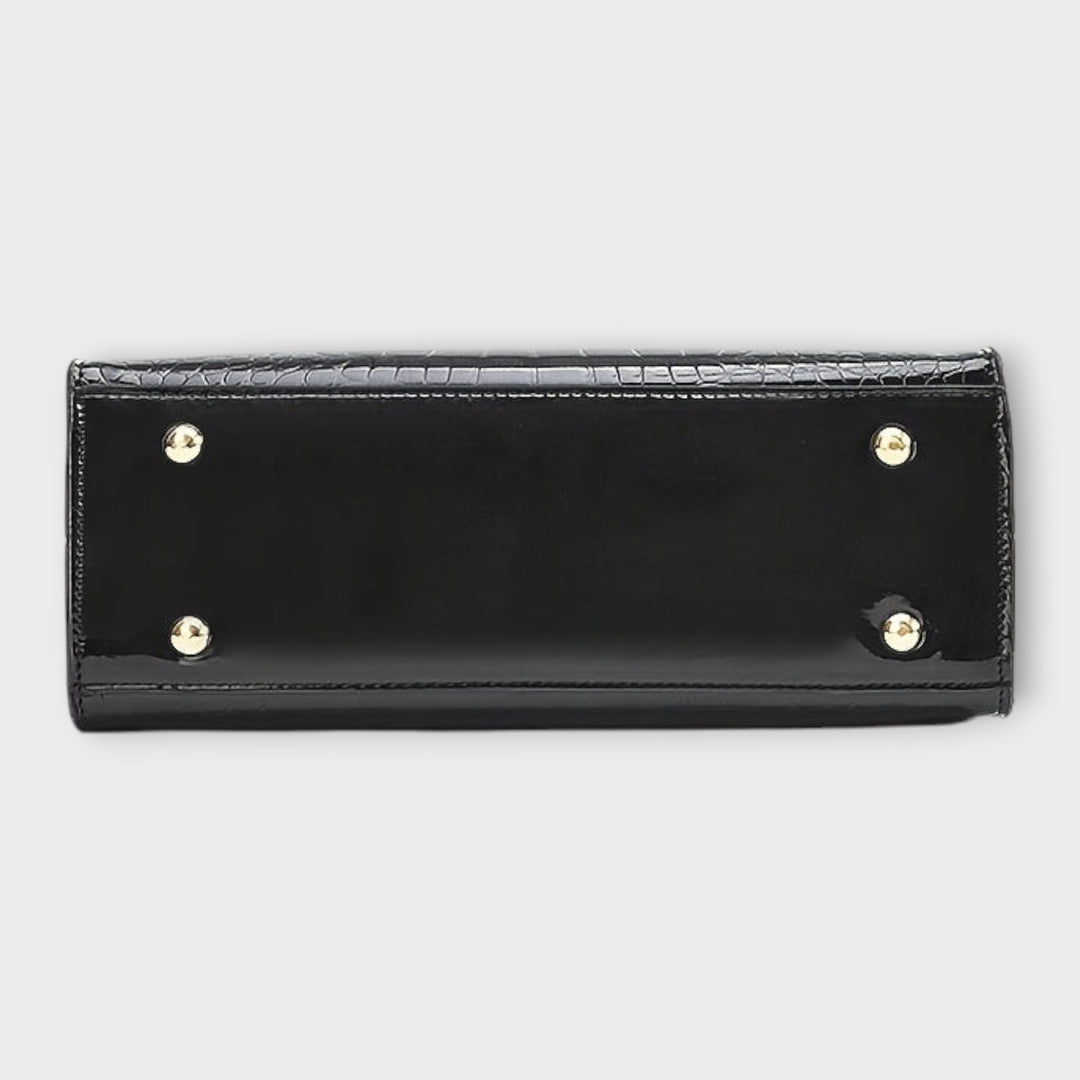 ODESSA | GLOSSY CROCODILE PRINT HANDBAG