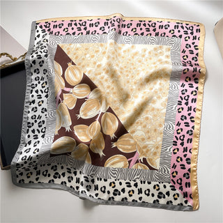 Leona | Leopard Print Silk-Touch Square Scarf