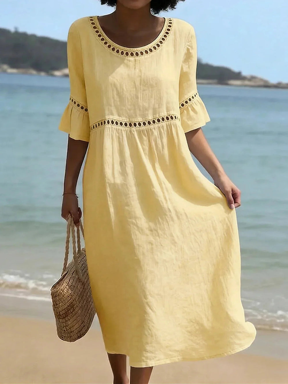 Enora flowing long dress - Pastel Yellow