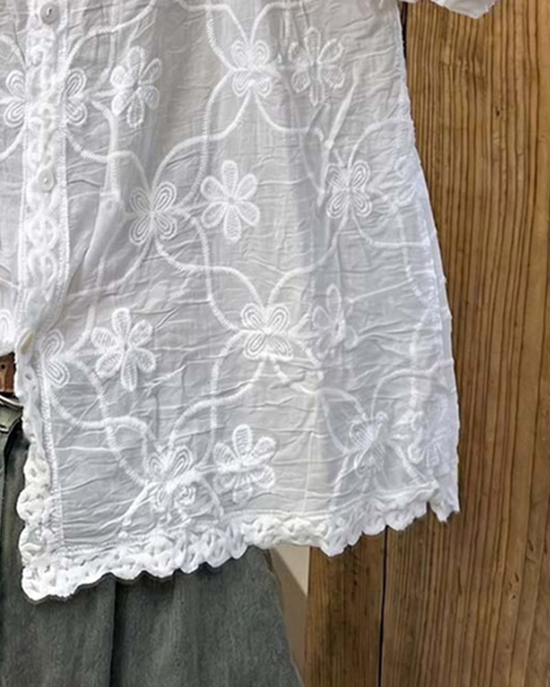 Lace Blouse Three-Quarter Sleeve