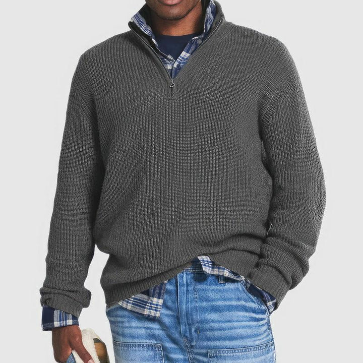 FINN | ZIP-NECK KNITTED JUMPER