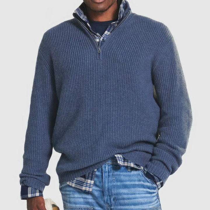 FINN | ZIP-NECK KNITTED JUMPER