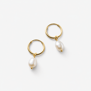 BELLIE | PEARL HOOP EARRINGS