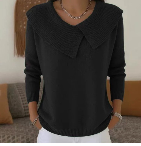 SUNNORA | FOLD-OVER COLLAR SWEATER