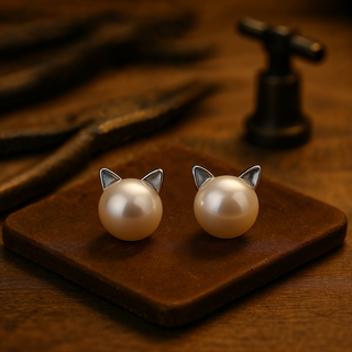 VIOLY | CAT-SHAPED PEARL EARRINGS