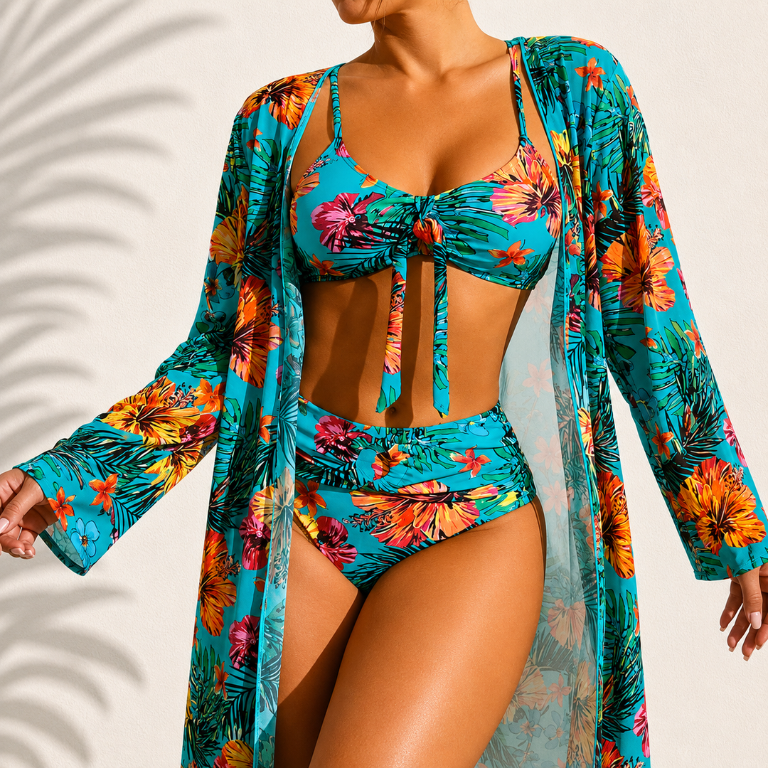 Marie | Tropical Three-Piece Bikini - Image 4