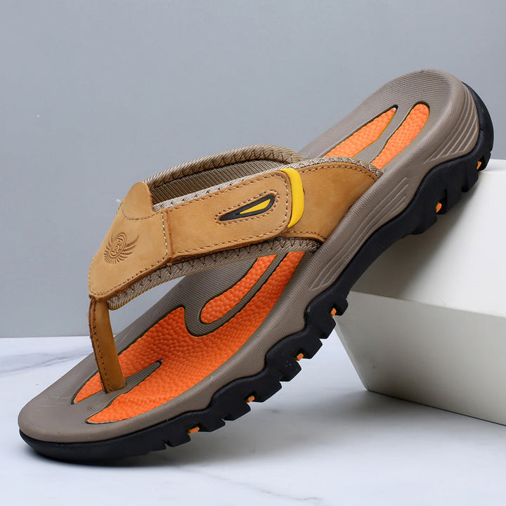 Mason leather sandals with cushioned footbed and secure leather strap
