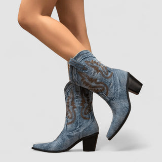 CALLIE | EMBROIDERED WESTERN ANKLE BOOTS