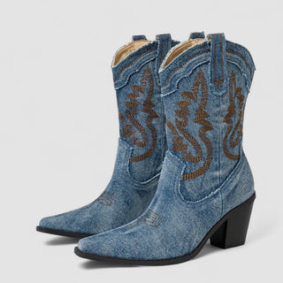 CALLIE | EMBROIDERED WESTERN ANKLE BOOTS