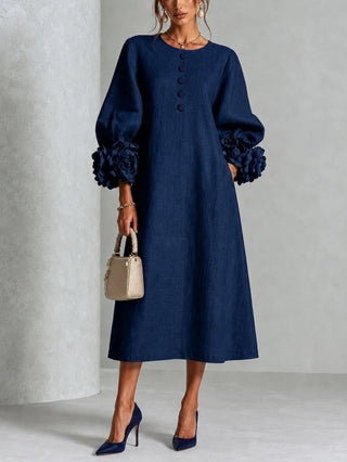 VAN | FLORAL BUTTON-DOWN MIDI DRESS
