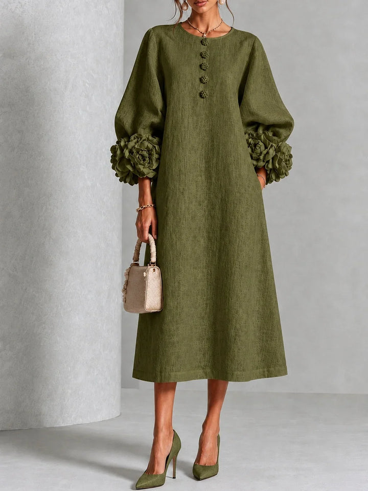 VAN | FLORAL BUTTON-DOWN MIDI DRESS