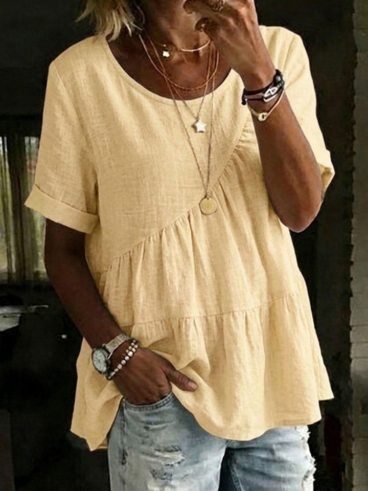 Dalia™ | Loose cotton & linen shirt with drawstring