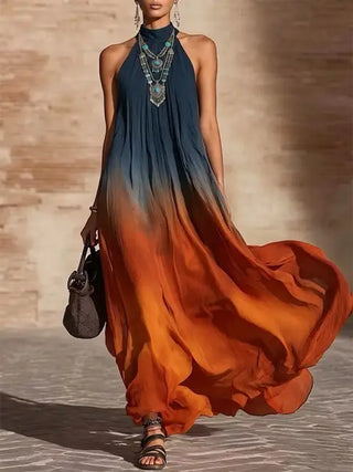 Paula Ombre Halter Maxi Dress - Front View