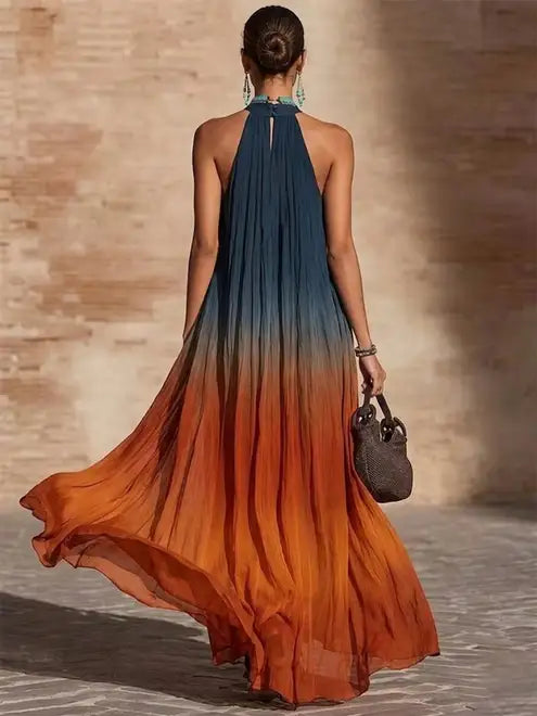 Paula Ombre Halter Maxi Dress - Detail View