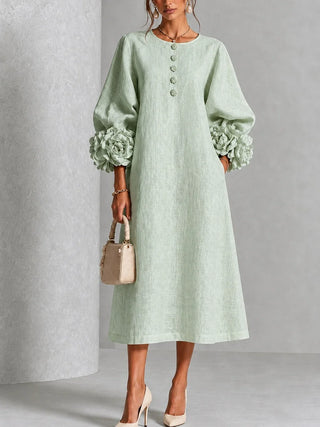 VAN | FLORAL BUTTON-DOWN MIDI DRESS