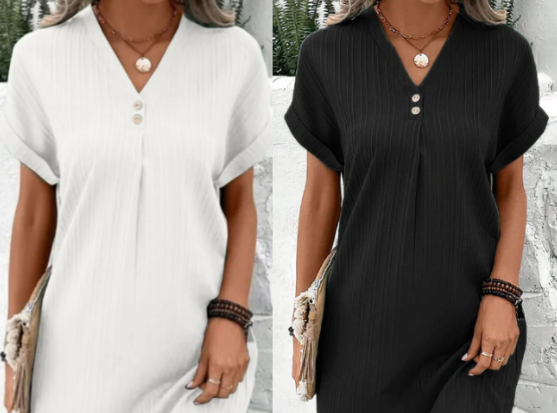 Vera | V-Neck Monochrome Dress
