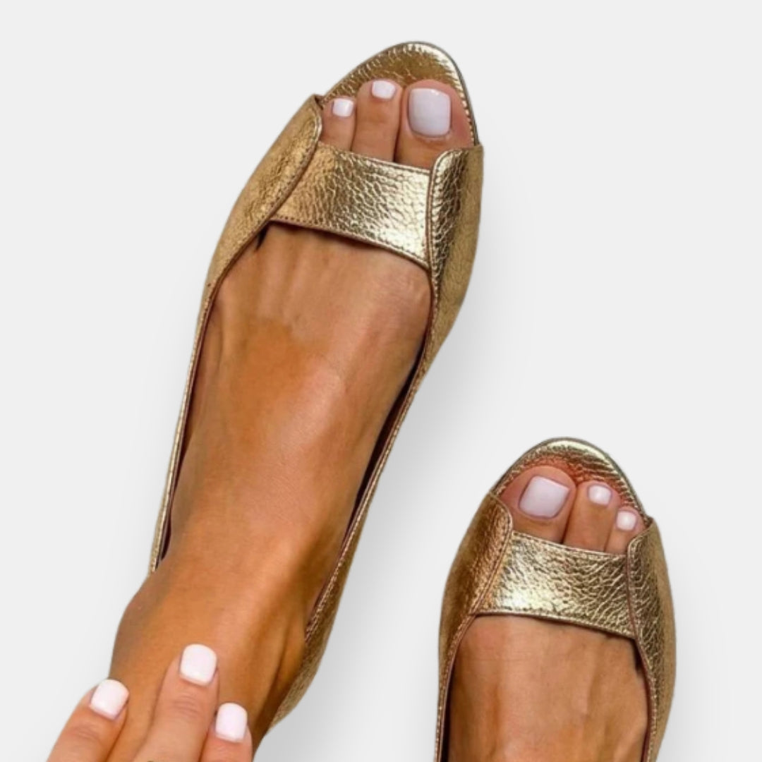 Servanie | Metallic Flat Sandals - Image 1