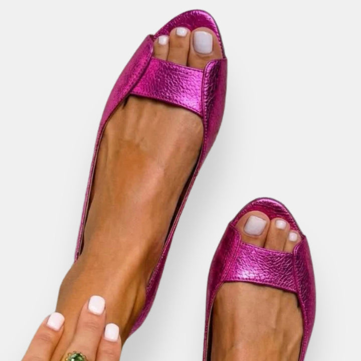 Servanie | Metallic Flat Sandals - Image 4