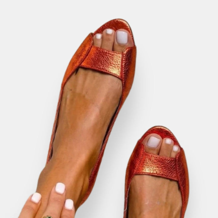 Servanie | Metallic Flat Sandals - Image 5
