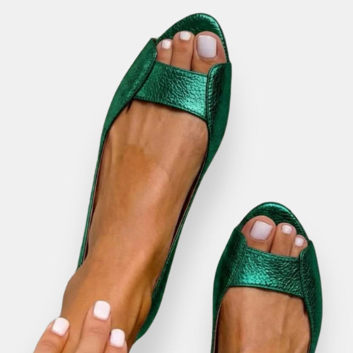 Servanie | Metallic Flat Sandals - Image 8
