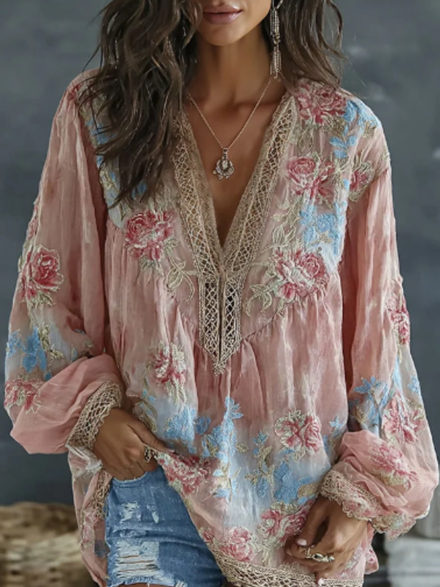 Papillon™ | Vintage Floral Embroidered Top