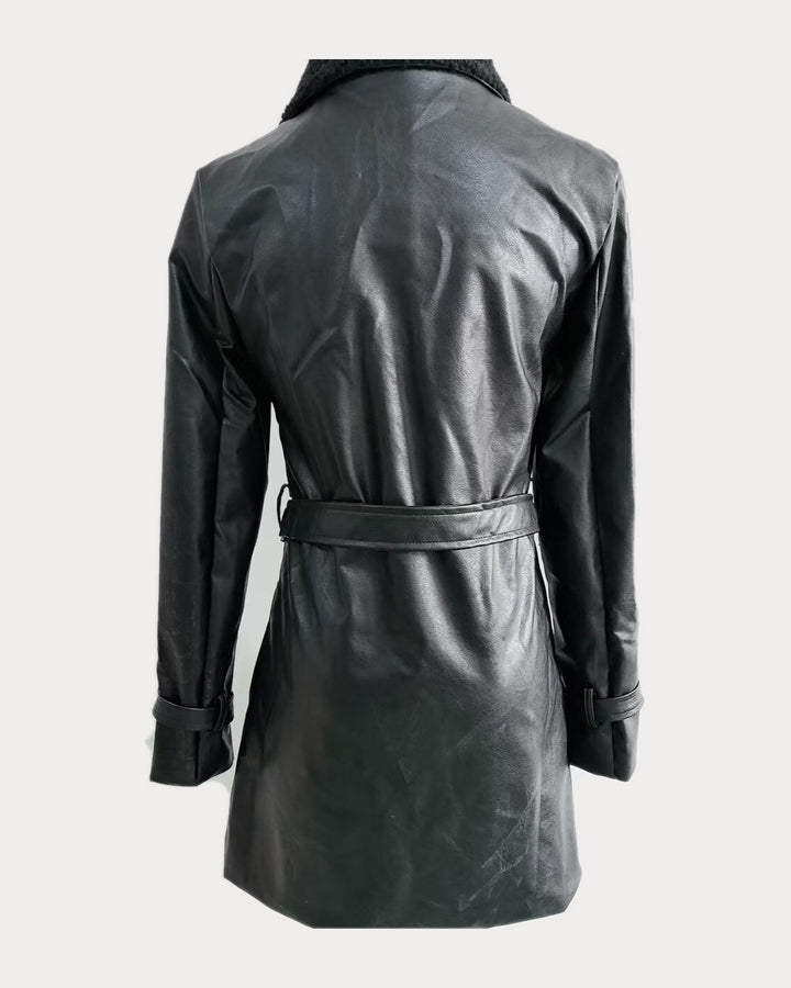 Trixie double-breasted belted coat, back